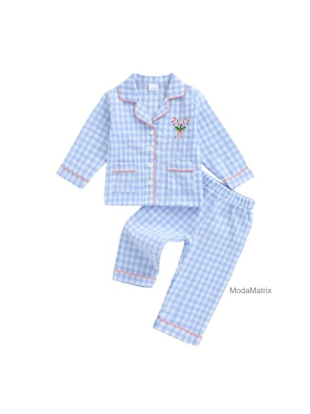 Toddler Girl 2 Piece Plaid Christmas Pajama Set Cotton Blend Button Down Pjs